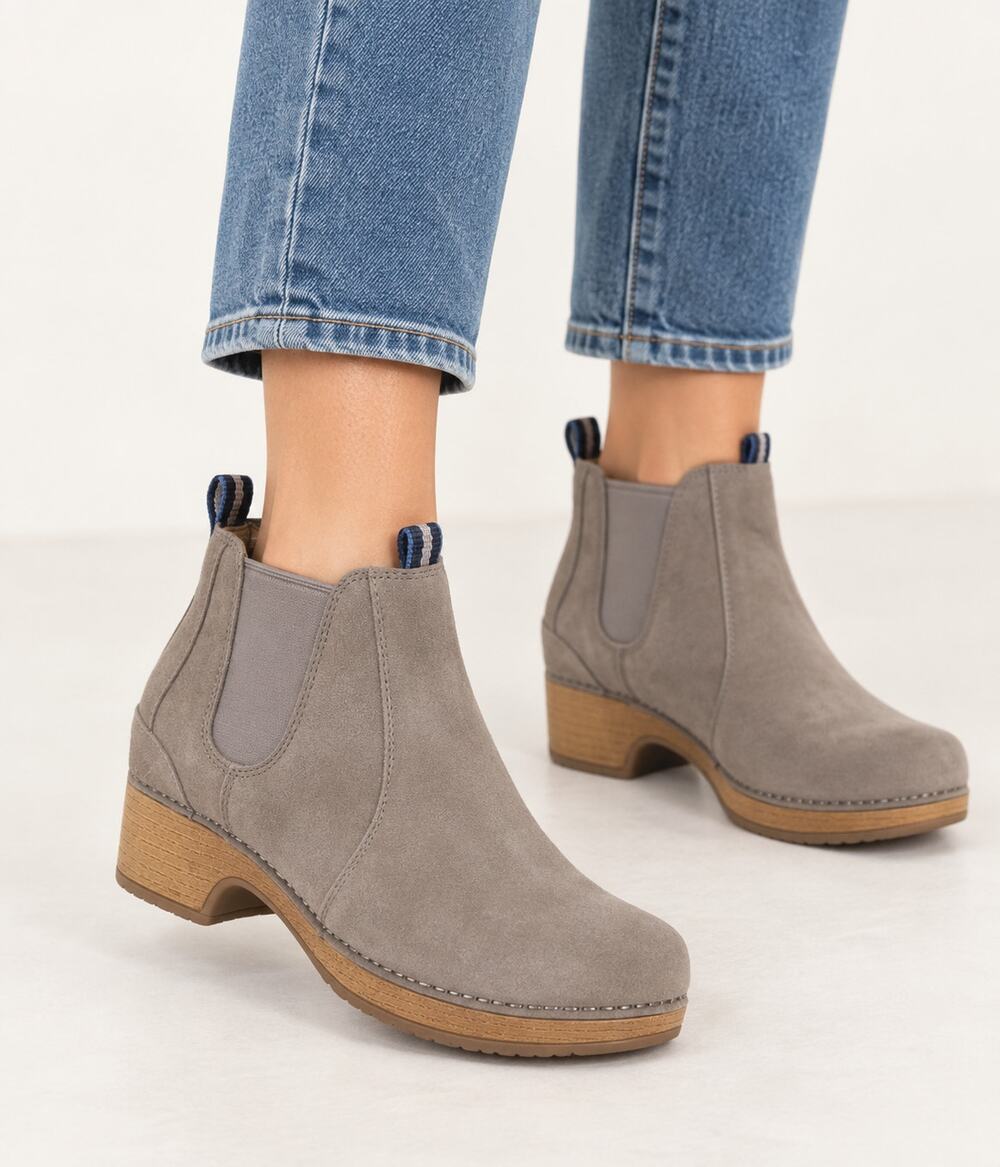 Dansko Suede Leather Becka Ankle Bootie Blue Stripe Womens Size 38 New Comfort